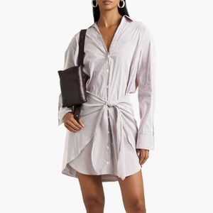 Veronica Beard Roanoke Stripped Long Sleeve Button Down Shirtdress